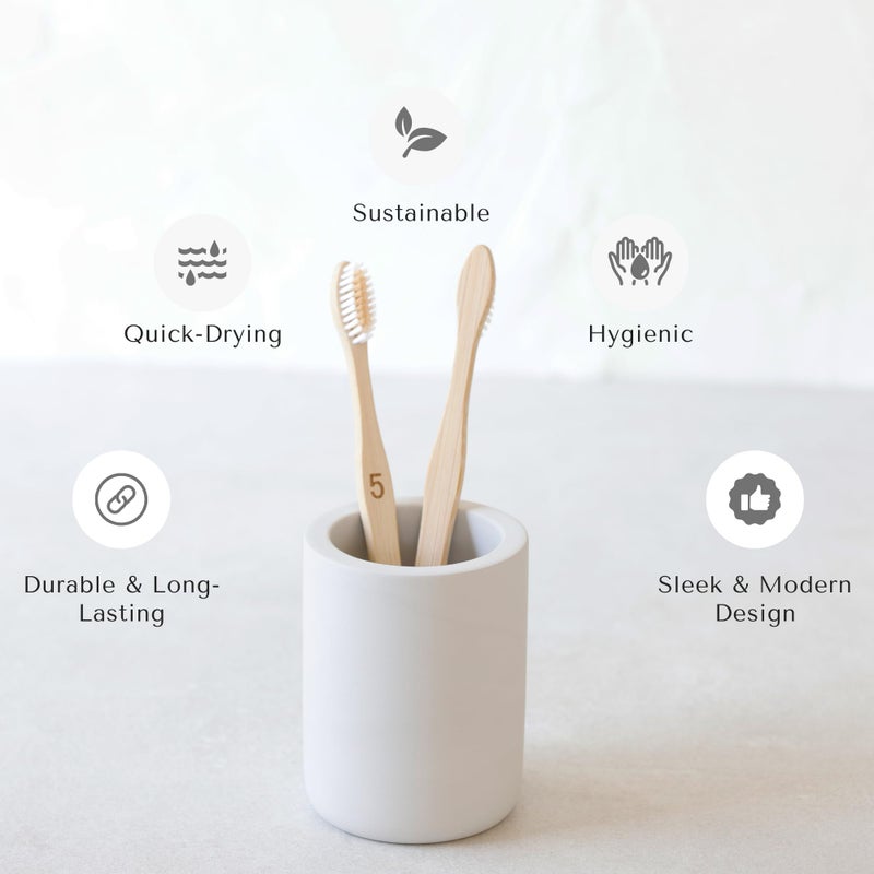 Selegna Drying Stone Toothbrush Holder  Diatomite Toothbrush Holders for Bathroom  Quick Drying Electric Toothbrush & Toothpaste Holder Cup  Diatomaceous Earth Bathroom Sink Organizer (Light Grey) - Image 4